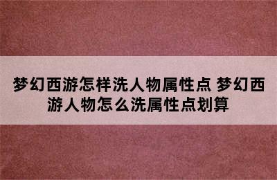 梦幻西游怎样洗人物属性点 梦幻西游人物怎么洗属性点划算